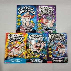 Dav Pilkey Captain Underpants 5 Softcover Book Lot Children's Superhero Comic